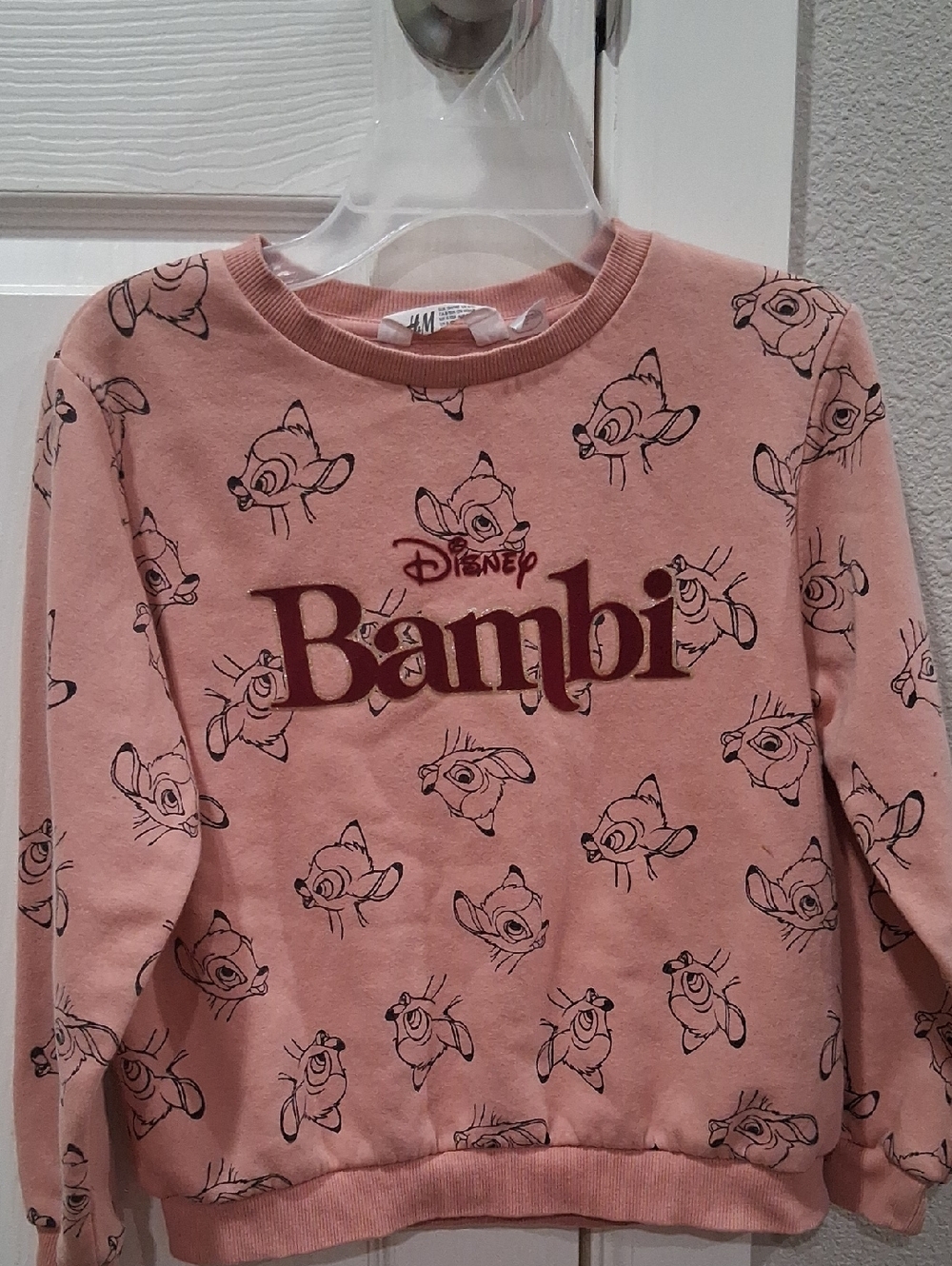 Disney Bambi Dusty Pink Crewneck Sweatshirt H&M Size 8-10